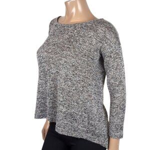 West Girls Slouchy Split Back Knit Top Heathered Long Sleeve Layered Sweater